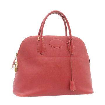 HERMES Bolide 37 Hand Bag Leather Red Auth nh122A