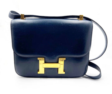 HERMES Vintage Dark Navy Constance 23 Gold H Handbag