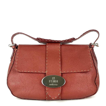 FENDI Selleria Pebbled Leather Flap Bag