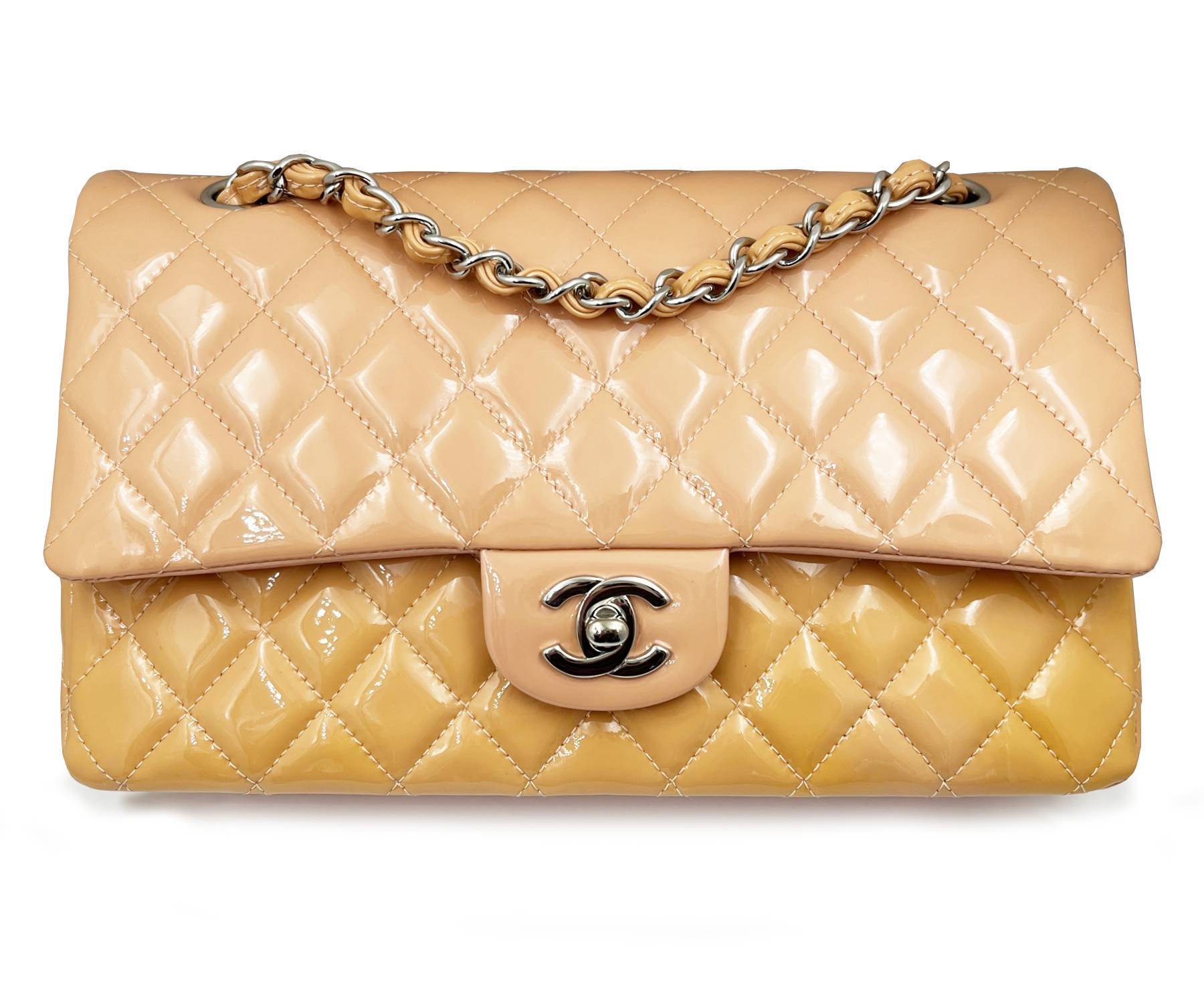 CHANEL Patent Quilted Jumbo Double Flap Red 1246696