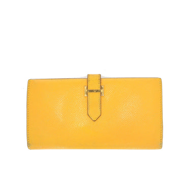 HERMES Bearn Wallet in Yellow Leather