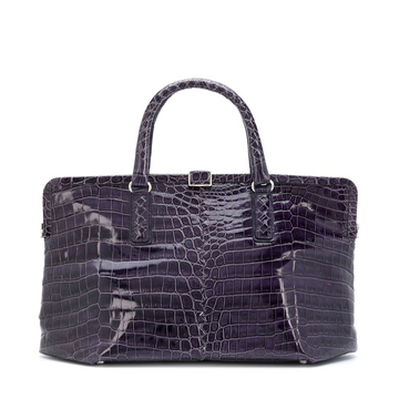 BOTTEGA VENETA Purple Crocodile Handbag
