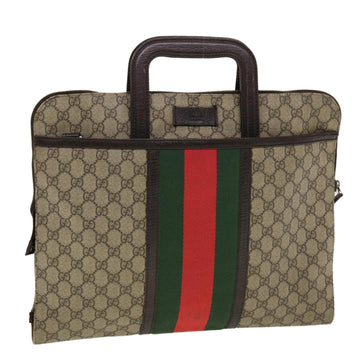 GUCCI GG Canvas Web Sherry Line Hand Bag Beige Red Green 152604 Auth rd4886