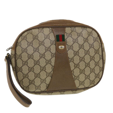 GUCCI GG Canvas Web Sherry Line Clutch Bag Beige Red Green 89.01.034 Auth rd5247
