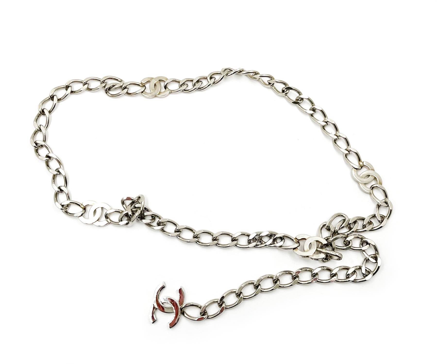 CHANEL Silver CC Chain Belt Necklace