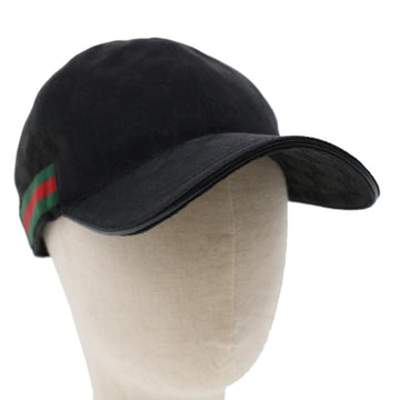 GUCCI GG Canvas Web Sherry Line Cap M Black Green Red 200035 Auth tb743