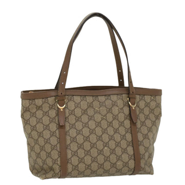 GUCCI GG Canvas Tote Bag PVC Leather Beige 336776 Auth tb900