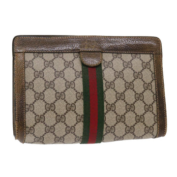 GUCCI GG Canvas Web Sherry Line Clutch Bag Beige Red 670142125 Auth th3776