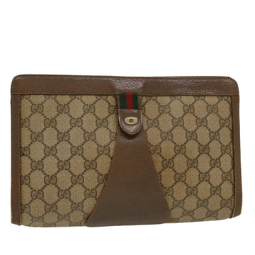GUCCI GG Canvas Web Sherry Line Clutch Bag Beige Red 8901033 Auth th3866