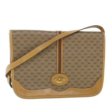 GUCCI Micro GG Canvas Web Sherry Line Shoulder Bag Beige Auth th4016