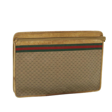 GUCCI Micro GG Canvas Web Sherry Line Clutch Bag PVC Leather Beige Auth th4109