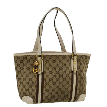 GUCCI GG Canvas Sherry Line Bamboo Tote Bag Canvas Beige 137396 Auth th4311
