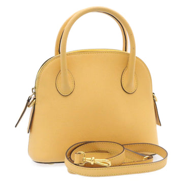 CELINE 2Way Hand Bag Shoulder Bag Caviar Skin Yellow Auth am1494s