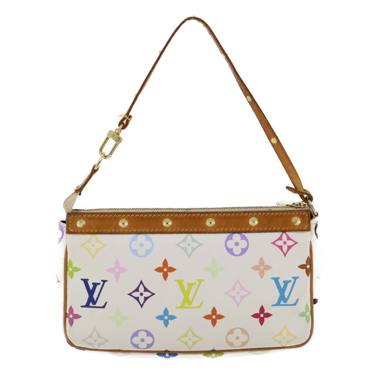 LOUIS VUITTON Pochette Accessoires Hand Bag Monogram Multi White M92649  34BX244