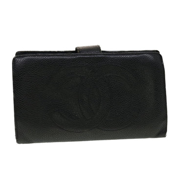 CHANEL Cambon Line A26717 Coco Mark Black Bifold Wallet Long