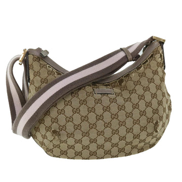 GUCCI GG Canvas Sherry Line Shoulder Bag Beige Gray pink 181092 Auth ti1245