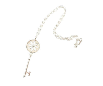 Tiffany & co 925 Silver Large Daisy Key Pendant with Diamond Necklace