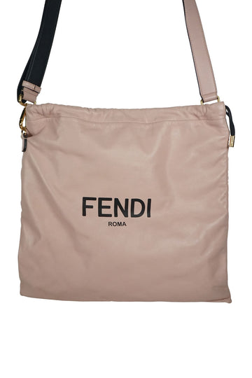 FENDI medium pink leather drawstring crossbody pouch bag
