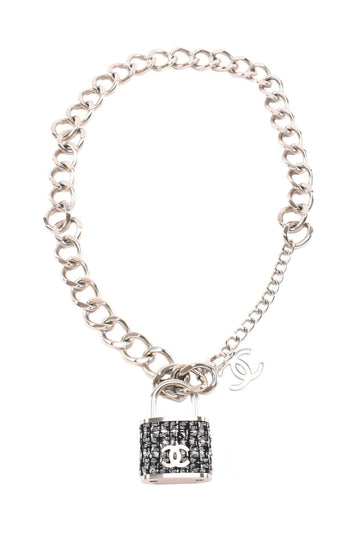CHANEL 2014 Tweed CC Oversized Padlock 'Supermarket' necklace / belt