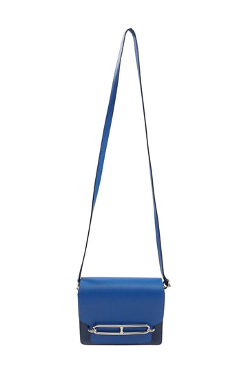 HERMES Bicolour Verso Blue Saphir / Bleu France Evercolour Calfskin Roulis mini bag