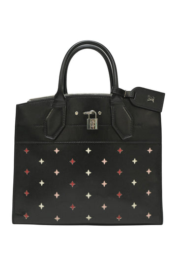 LOUIS VUITTON Black limited-edition perforated leather City Streamer bag featuring blooming motif