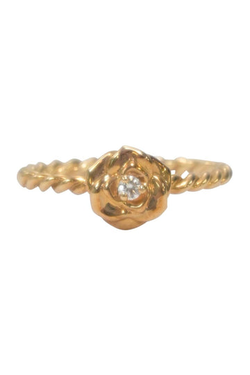 PIAGET 18-karat rose gold signature Piaget Rose ring with pave-set brilliant cut 0.03 ct diamond