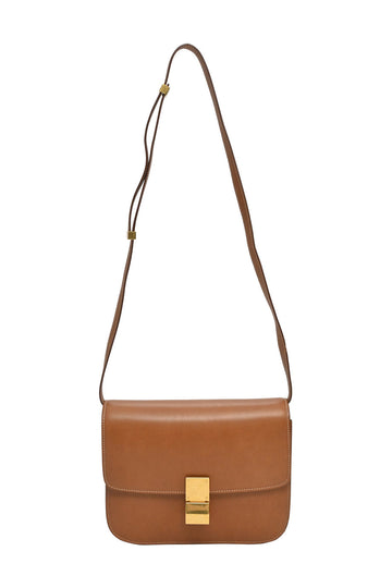 CELINE Brown leather Classic Box bag with adjustable shoulder strap