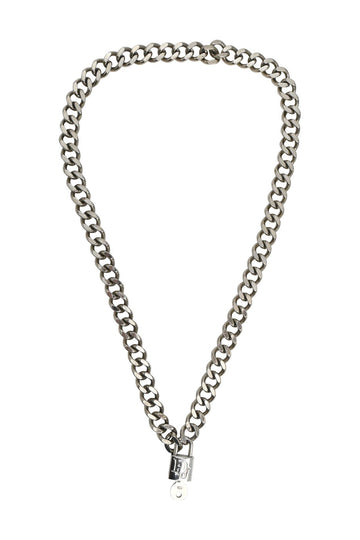 CHRISTIAN DIOR Sterling silver logo-embossed padlock chainlink necklace