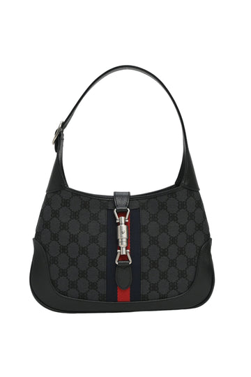 GUCCI x Balenciaga 'The Hacker Project' black coated BB monogram canvas and leather Jackie 1961 hobo bag