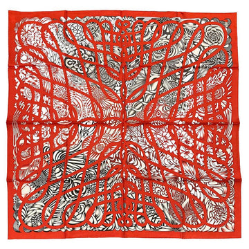 HERMES NWT Reverie Solitaire Silk Scarf 90 Red Black