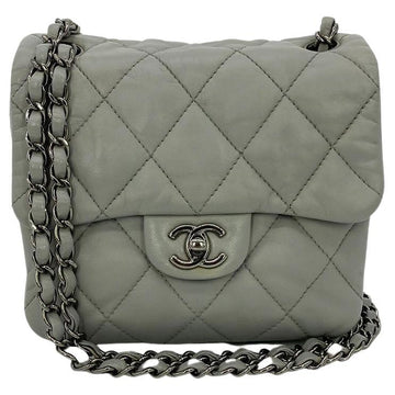 CHANEL Grey Quilted Leather Mini Accordion Bag