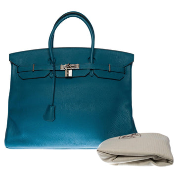 HERMES Stunning Birkin 40cm handbag in Blue Petrole Togo leather, SHW