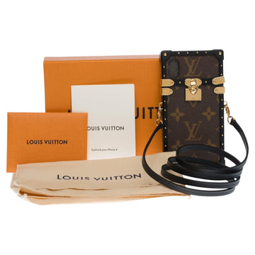 LOUIS VUITTON Beautiful EyeTrunk iPhone X case in brown monogram coated canvas