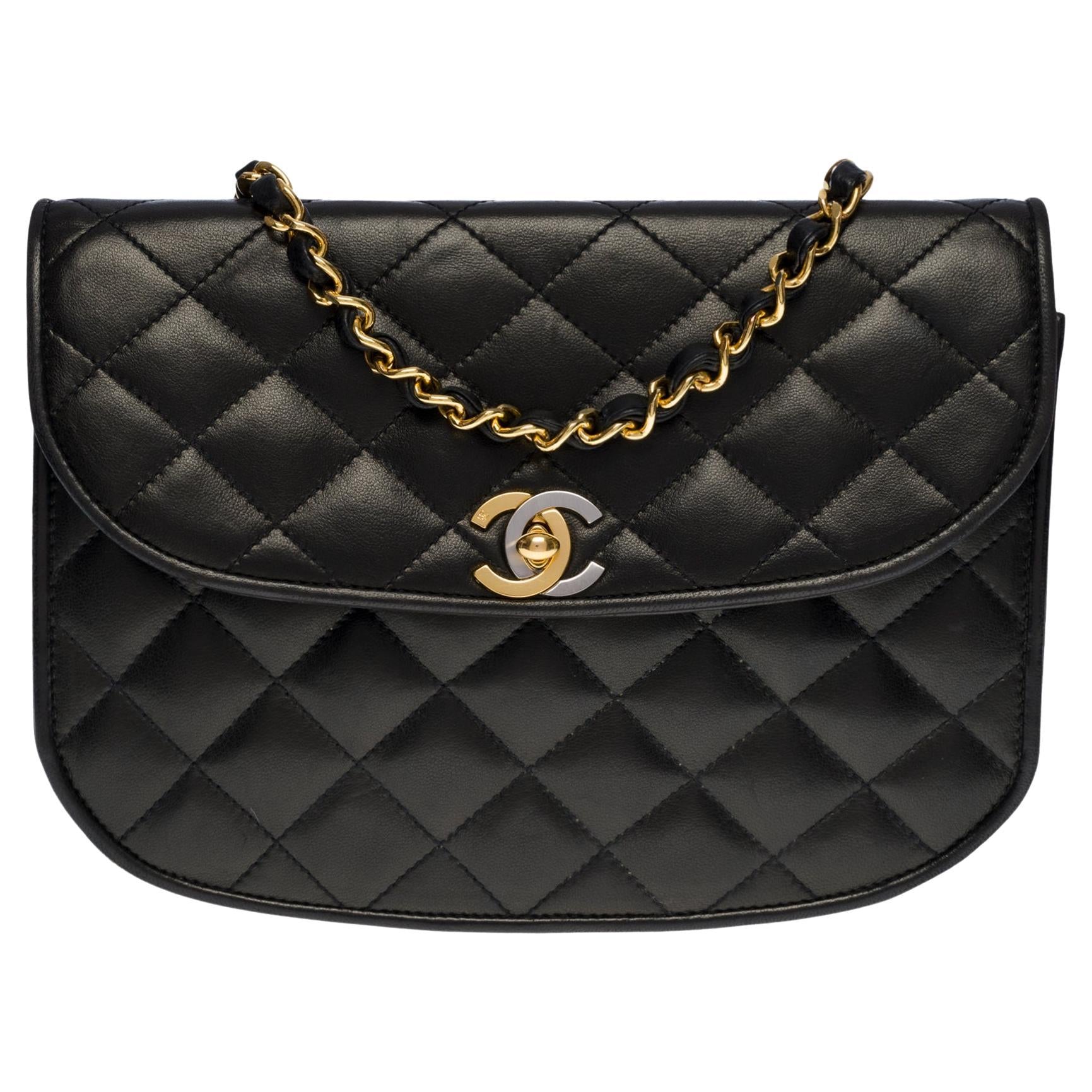 Chanel Rare Classic Flap Shoulder Bag in Black Quilted Lambskin, GHW