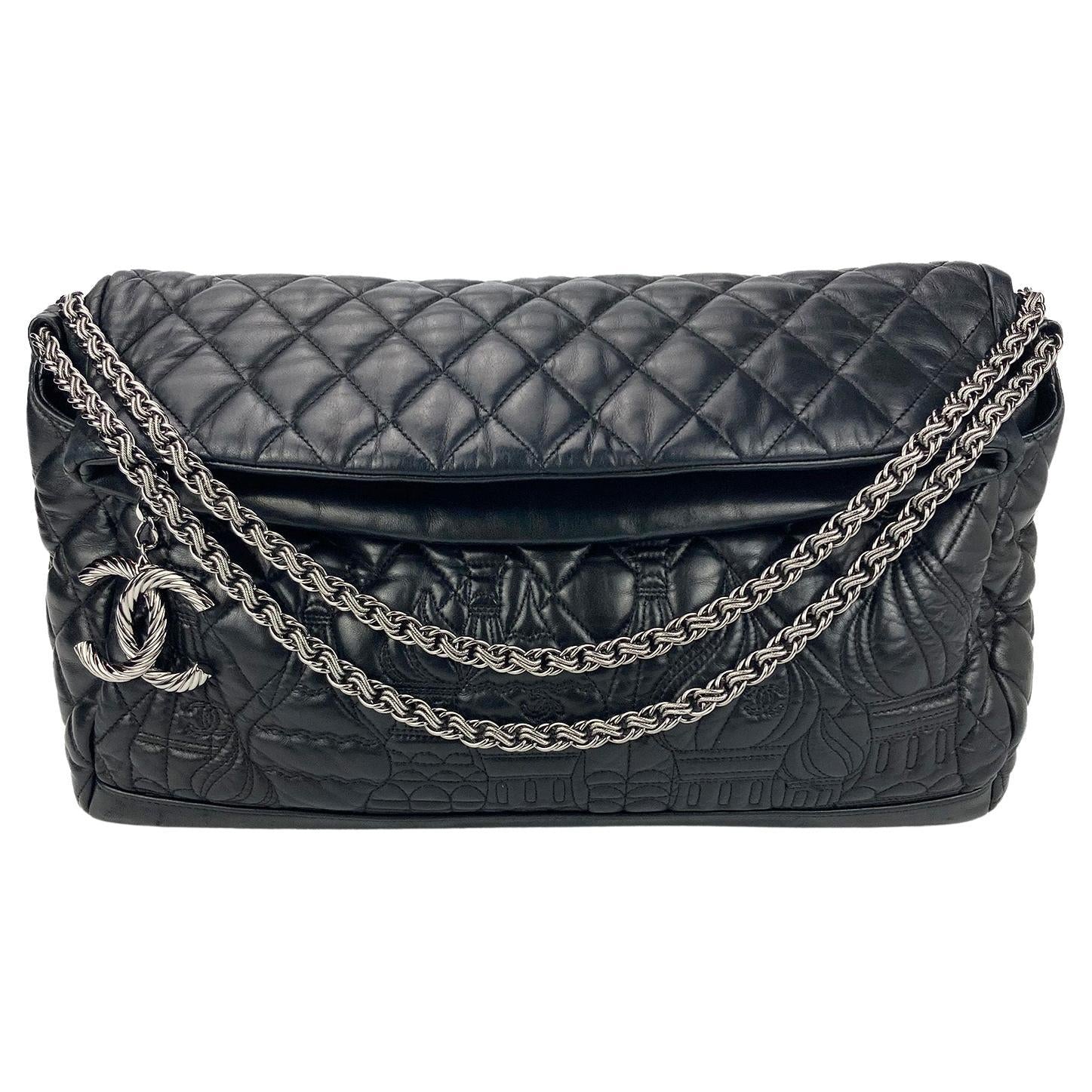 Chanel Chain Around Large Calfskin Leather Flap Bag