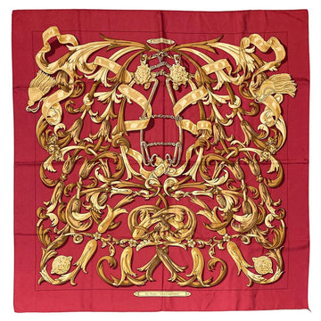 HERMES Vintage Le Mors A La Conetable silk scarf in Red c1970s