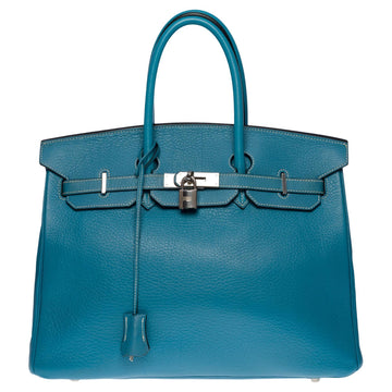 HERMES Gorgeous Birkin 35 handbag in blue jeans Togo leather, SHW