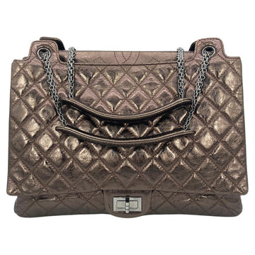 CHANEL Metallic Bronze Quilted Leather Classic Flap Shopping Tote