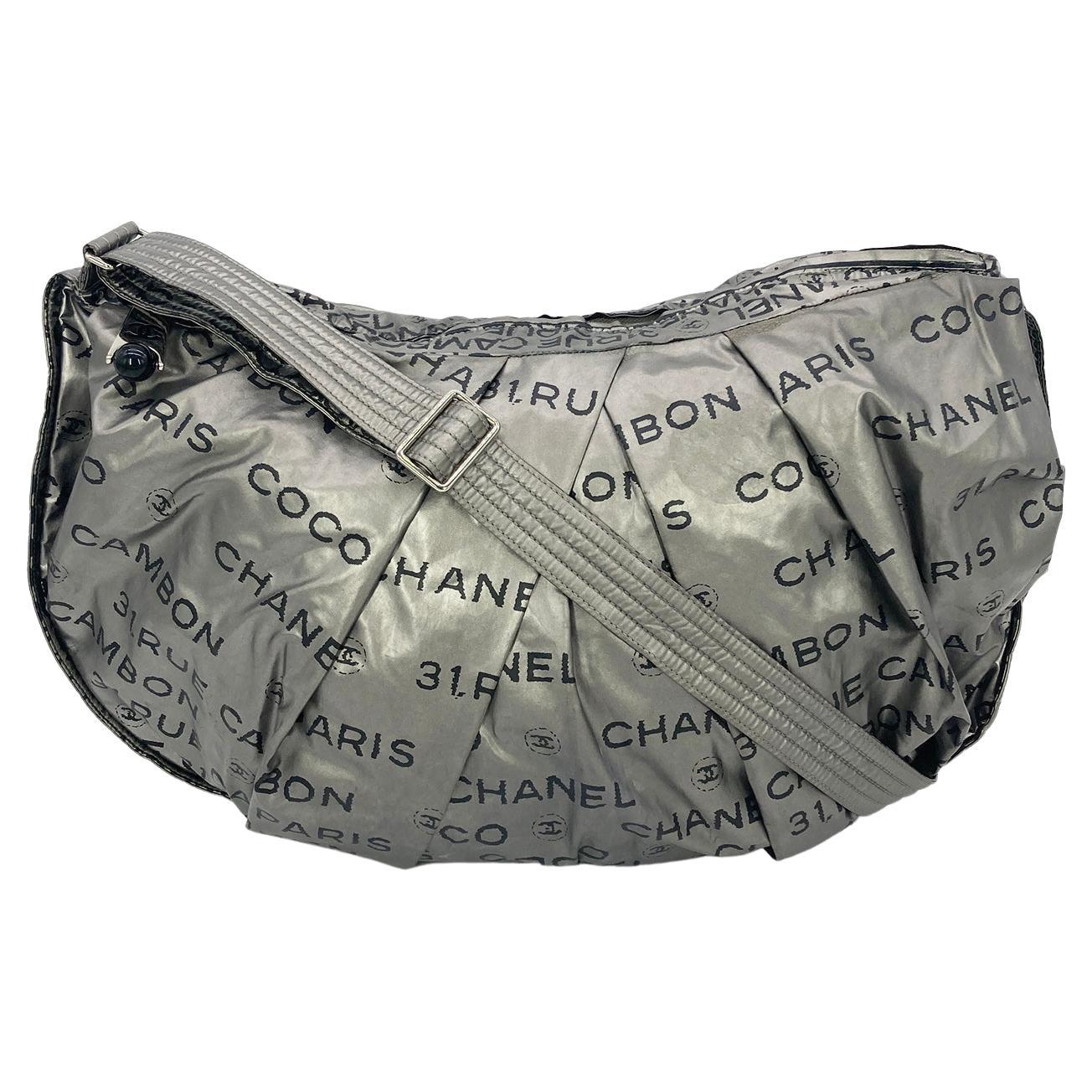 Chanel Unlimited Coco Mark Tote Bag Shoulder Nylon Silver Black