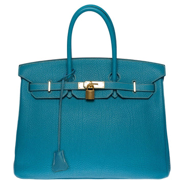 HERMES Magnificent Birkin 35 handbag in Bleu Saint-Cyr Togo leather, GHW