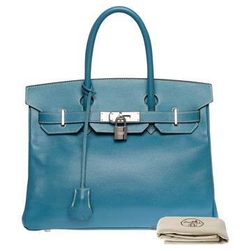 HERMES Stunning Birkin 30 handbag in Blue Jeans Epsom leather, SHW