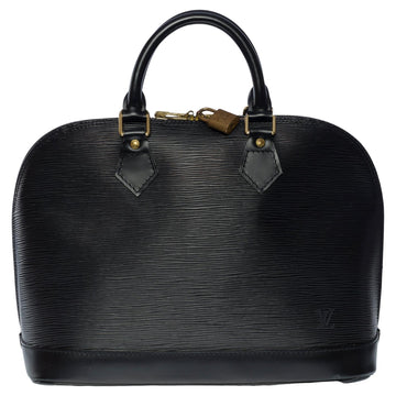 LOUIS VUITTON Alma handbag in black epi leather with gold hardware