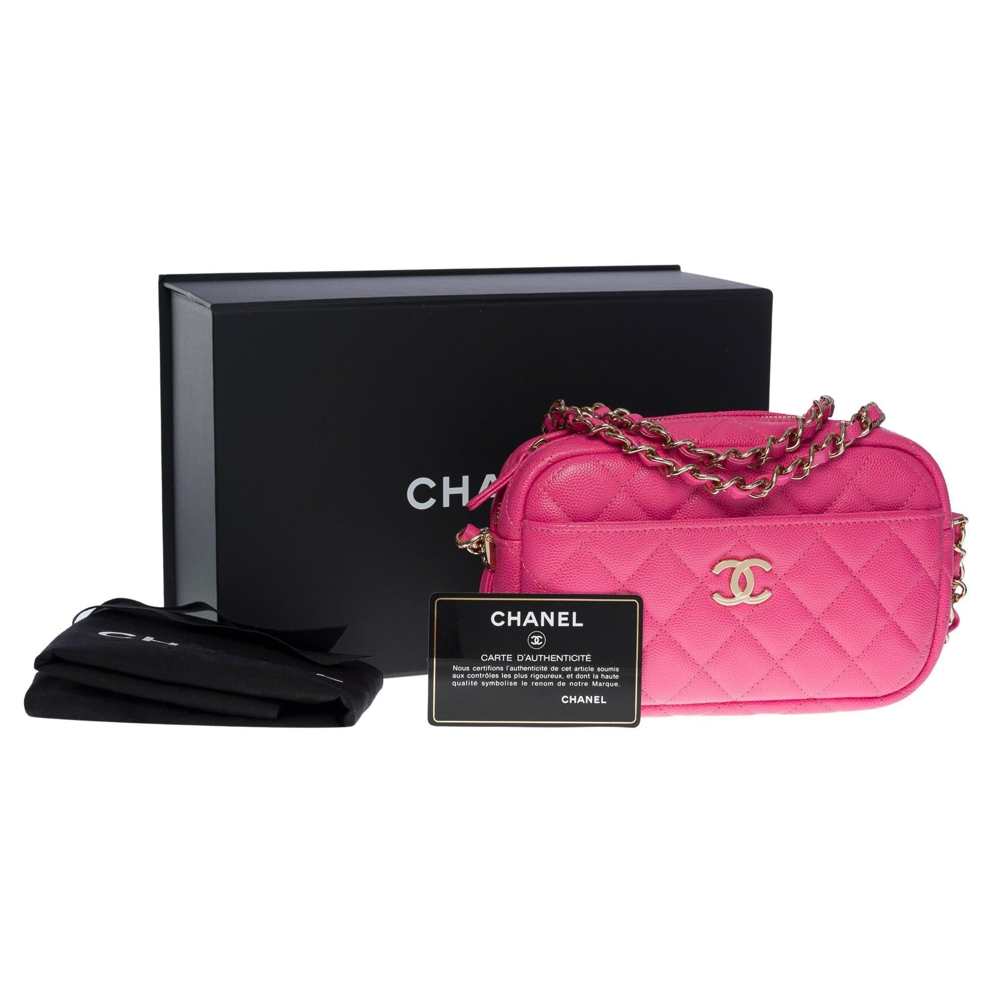 CHANEL New- Amazing Mini Camera shoulder bag in Pink caviar leather, C