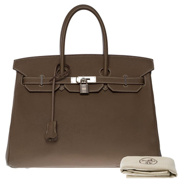 HERMES Stunning Birkin 35 handbag in etoupe Togo leather, SHW