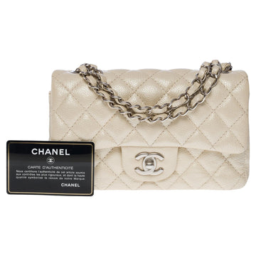 CHANEL Splendid Timeless Mini Flap bag in off white pearl quilted leather, SHW