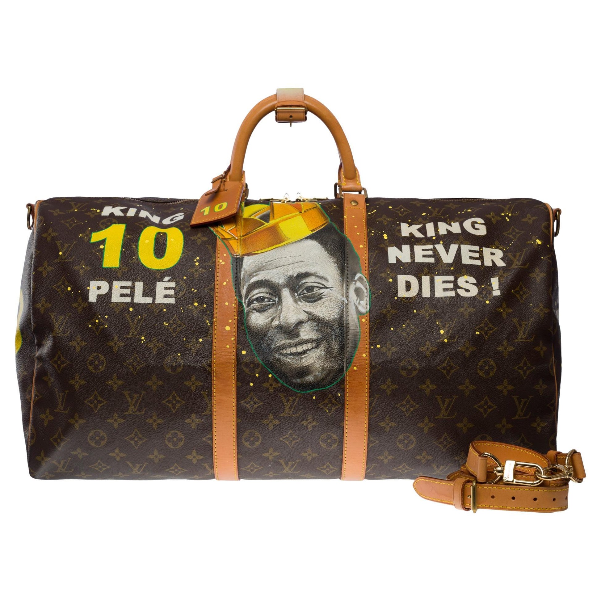 Customized KING PELE NEVER DIES VS MICKEY LV Keepall 55 travel bag s