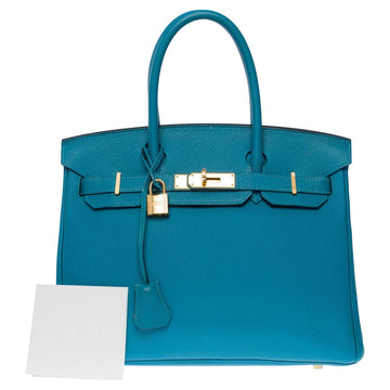 HERMES Amazing New Birkin 30 handbag in Turquoise Togo leather, GHW