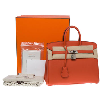 HERMES Fantastic New Birkin 25cm Verso handbag in Clay/Red Togo leather, PHW
