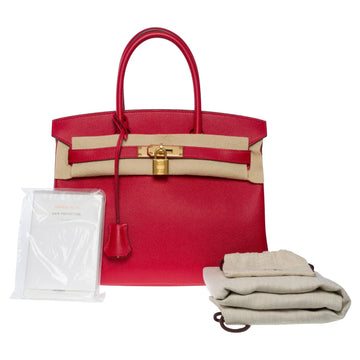 HERMES Amazing New Birkin 30 handbag in Rouge Casaque Epsom leather, GHW