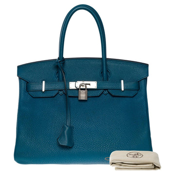 HERMES Amazing Birkin 30 handbag in Blue Colvert Togo leather, SHW